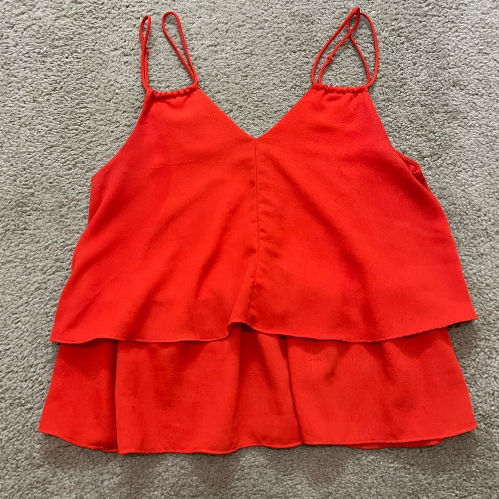 Francesca’s Red Ruffle Shirt